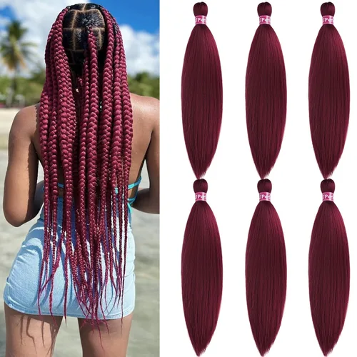 Miniatura 50 de Black Braiding Hair Pre Stretched 16 Inch Black Hair Extensions For Braiding Hypoallergenic Pre-stretched Braiding Hair Natural Knotless Crochet
