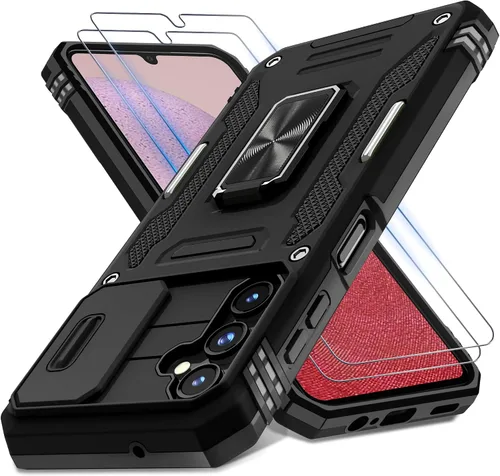 Miniatura 15 de DEERLAMN Funda para Samsung Galaxy A14 5G con Cubierta Deslizante para Cámara + Protector de Pantalla (2 Paquetes), Soporte de Anillo Giratorio