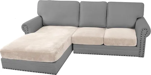 Miniatura 31 de H.VERSAILTEX Funda de cojín elástica de terciopelo para sofá, funda de cojín de felpa para cojines de silla, protector de muebles, cojín de asiento