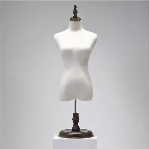 Miniatura 10 de Maniquí de forma de vestido femenino con soporte de metal ajustable, base de madera, cabeza y brazos desmontables giratorios para exhibición Con