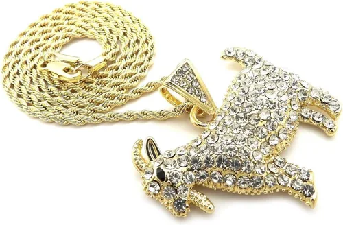 Miniatura 5 de CAJA COLGANTE DE CABRA HIP HOP HELIZADA PARA HOMBRES, CUERDA Y COLLAR DE CADENA CUBANA