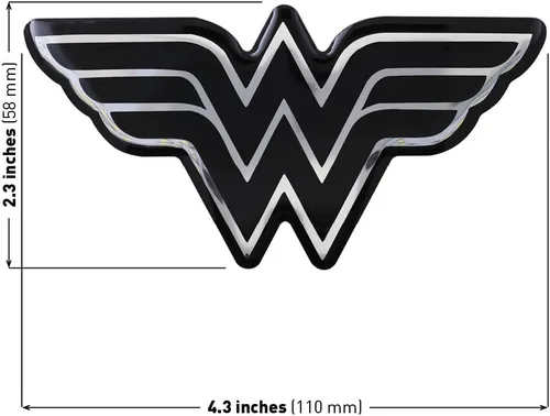 Miniatura 2 de Fan Emblems Wonder Woman - Calcomanía cromada para automóvil, logotipo clásico (negro y cromado)
