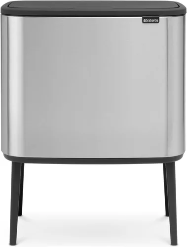 Brabantia Bo Cubo de basura - 1 cubo interior de 9.5 galones (acero mate FPP) cubo de basura para residuos/reciclaje, compartimento extraíble +