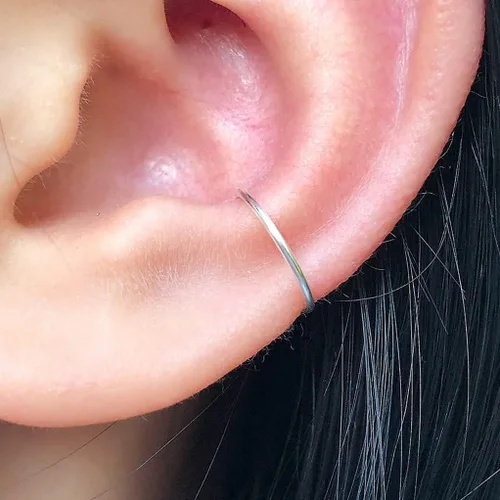 Miniatura 72 de Small Gold or Sterling Silver Huggie Hoop Earrings for Women Cartilage Nose Helix Tragus