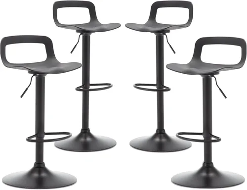 Miniatura 13 de Juego de 2 taburetes de bar, taburetes de bar giratorios de plástico ajustables, taburetes modernos con respaldo abierto y reposapiés, taburetes