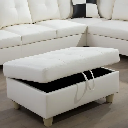 Miniatura 7 de A Ainehome Otomana, moderna otomana de cuero para sala de estar, apartamento y espacio pequeño (tamaño: 28.5 x 19 x 17.5 pulgadas de alto, A-negro)