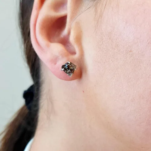 Miniatura 105 de Natural raw gemstone stud earrings with white gold over 925 sterling silver, 6 to 7mm rough genuine quality birthstone gift for her, Uniquelan