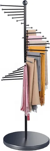Miniatura 7 de Perchero de bufandas independiente, Soporte de bufandas en espiral, Soporte para hiyab, 30 varillas para múltiples bufandas, bolsos y sombreros