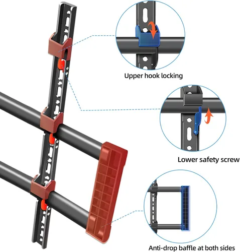 Miniatura 4 de Soporte de pared de TV de movimiento completo resistente para televisores de 55 a 100 pulgadas, 187 libras, placa de pared monolítica, marco frontal