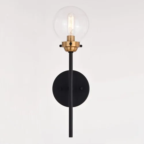 Miniatura 9 de VAXCEL Orbit 1 - Aplique de pared industrial MCM de latón y bronce aceitado claro globo de cristal transparente