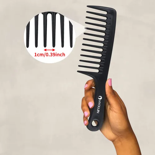 Miniatura 2 de HYOUJIN Cepillo de paleta desenredante de dientes anchos, color negro, el mejor peine de peinado para cabello rizado, húmedo y largo Verde