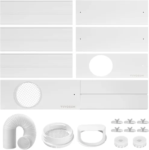 VIVOSUN Kit de ventilación portátil de puerta corrediza de CA, longitud ajustable de 16.9"/21.2"-88.6", se adapta a mangueras de escape de 5.1