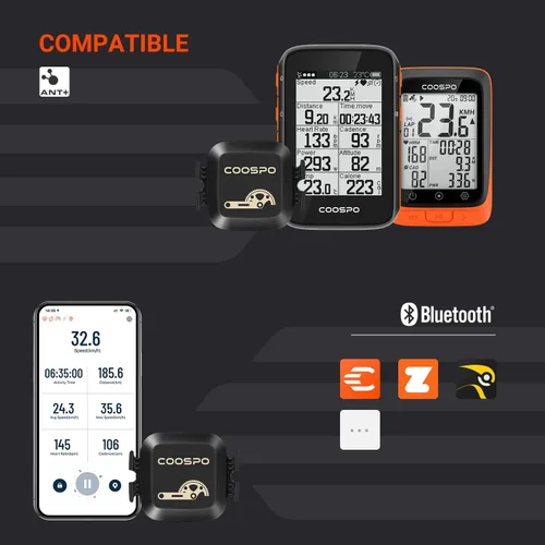 Miniatura 6 de COOSPO Ordenador de bicicleta GPS inalámbrico, ANT+ Ciclismo GPS con Bluetooth, multifuncional ANT+ computadora de bicicleta GPS con pantalla LCD