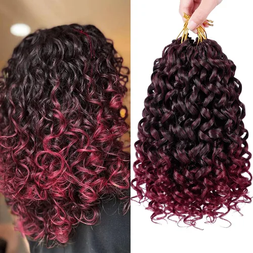 Miniatura 72 de 7 paquetes de cabello rizado de ganchillo GoGo de 6 pulgadas, pelo corto, para mujeres, rizos de playa, trenzas de ganchillo de torsión profunda