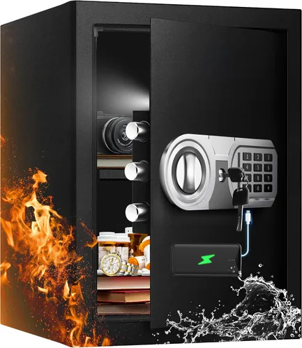 Caja Fuerte Grande para Oficina en Casa con Alimentación USB-C, Alarma y Cerradura Digital - Gabinete Caja Fuerte de Seguridad de 3.0 Pies Cúbicos