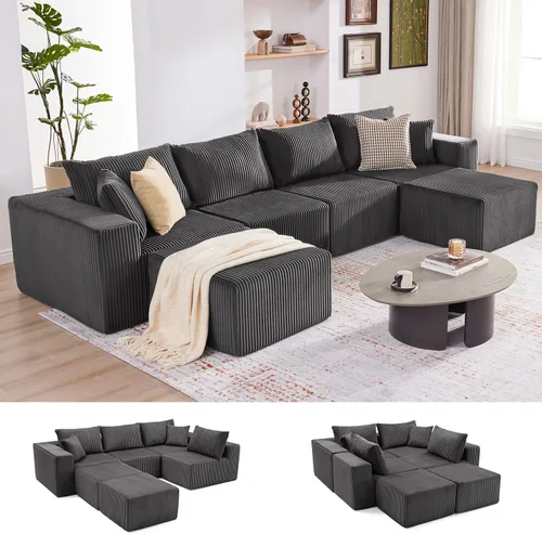 Miniatura 32 de Sofá modular de 108 pulgadas, sofá modular de nube con asiento profundo, moderno sofá modular en forma de L con diván, sofás tapizados sin hueso