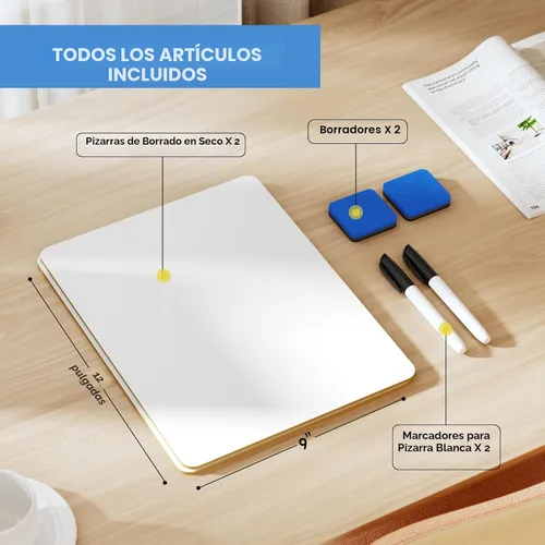Miniatura 6 de MaxGear Pizarra blanca pequeña, paquete de 2 pizarras de borrado en seco, mini pizarra blanca de 9 x 12 pulgadas, pizarras blancas portátiles