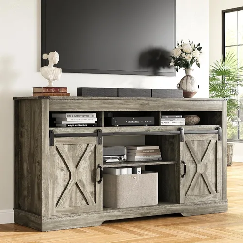 Miniatura 10 de RoyalCraft Soporte de TV con Chimenea para TV de 65+ Pulgadas, Centro de Entretenimiento Estilo Granja de 34" de Alto con Chimenea Eléctrica de 23