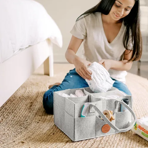 Miniatura 9 de KeaBabies Organizador de pañales para bebé con asa, organizador portátil de auto para bebé y almacenamiento para guardería, cambiador, cesta de Gris