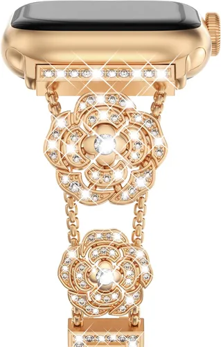 Miniatura 24 de NewWays for Apple Watch Band Series 11 10 46mm 42mm Series 9/8/7 41mm 45mm Series 6/5/4 40mm 44mm Series 3 42mm 38mm Women, Sparkling Bling Diamonds