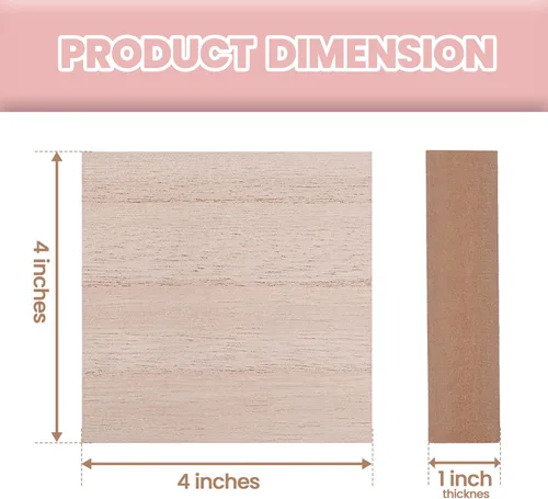 Miniatura 2 de Paquete de 8 bloques de madera de 4 x 4 pulgadas para manualidades, bloques cuadrados de MDF de 1 pulgada de grosor, superficie lisa