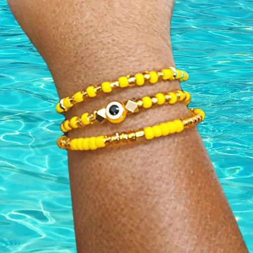 Miniatura 13 de Hecho a mano contra el mal de ojo orishas joyería de protección Ilde elástico elástico ajustable con cuentas unisex amuleto pulsera conjunto