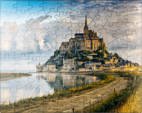 MyPuzzle Morning View of Mont Saint-Michel France - Rompecabezas prémium de 100 piezas para adultos