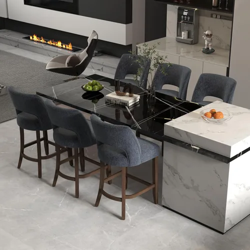 Miniatura 37 de VKNOW Juego de 2 Taburetes de Bar, Taburetes de Bar Tapizados de Altura de Mostrador, Taburetes Modernos de Mostrador con Patas de Madera para Isla