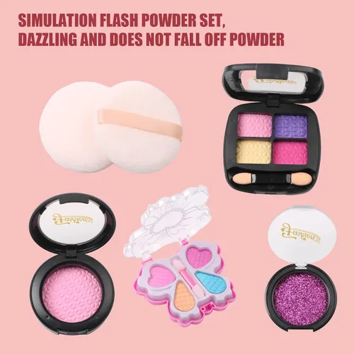 Miniatura 7 de Juego de maquillaje para niñas, kit de cosméticos para juegos de rol, perfecto para cumpleaños y Navidad, juego de cosméticos para niños pequeños
