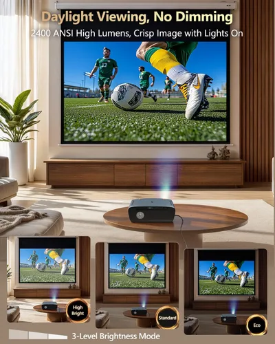 Miniatura 2 de Proyector inteligente 4K con Google TV, 2400 lúmenes ANSI visión diurna, HDR10, NFC, WiFi 6, Bluetooth 5.4, audio DB, HDMI ARC 2.1, enfoque