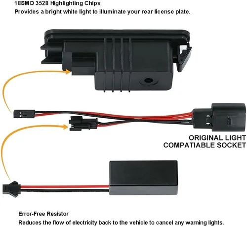 Miniatura 3 de Gempro Luz de matrícula, montaje de lámpara de matrícula LED para Volkswagen VW Golf 4 5 6 GTi CC Rabbit Eos Beetle Porsche Boxster Cayman Cayenne