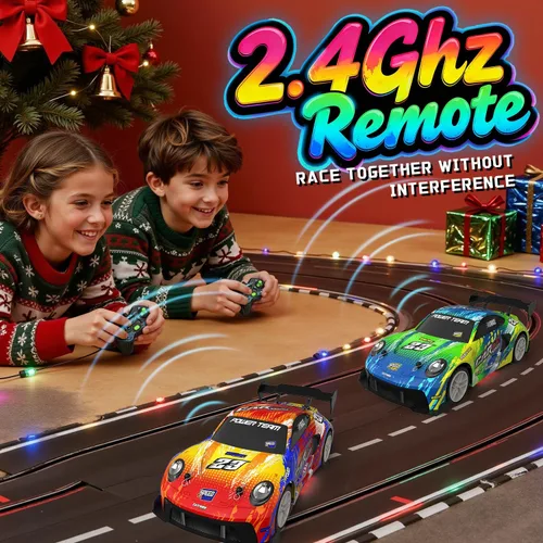 Miniatura 7 de Paquete de 2 autos RC para niños y niñas, 4-7-8-12, auto de control remoto, luces LED, autos de carreras 4WD, doble jugador de 2.4 GHz, diseños