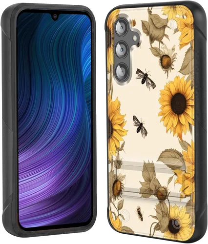 Miniatura 30 de Funda para Galaxy S24 Plus con soporte, doble capa híbrida de policarbonato duro y silicona suave, resistente a prueba de golpes, funda protectora