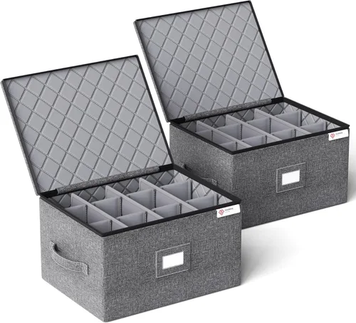 Miniatura 12 de Contenedores de almacenamiento de porcelana Caja de carcasa dura para trasladar platos, vasos y copas, vajilla, tazas, platillos Organizador