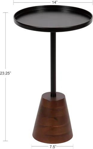Miniatura 3 de Kate and Laurel Tira - Mesa auxiliar redonda, 14 x 14 x 24 pulgadas, madera marrón nogal y negro, mesa auxiliar decorativa estilo pedestal para usar