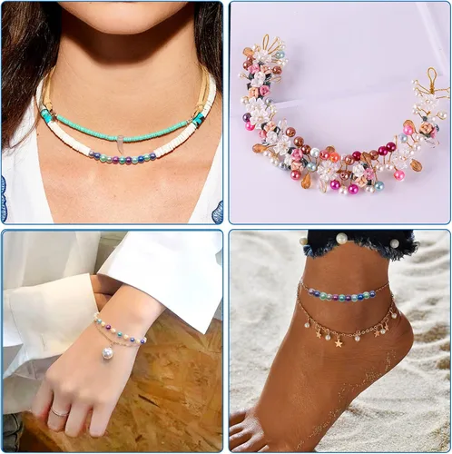 Miniatura 7 de TOAOB - 1000 cuentas espaciadoras redondas sueltas de cristal de la serie azul de 0.157 pulgadas para manualidades, collares, pulseras y fabricación