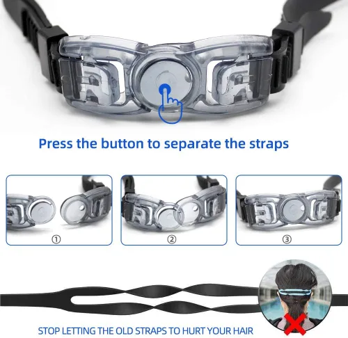 Miniatura 4 de Gafas de natación Juego de gorras de natación gafas de natación de silicona para adultos con gafas antivaho para nadar Colorido