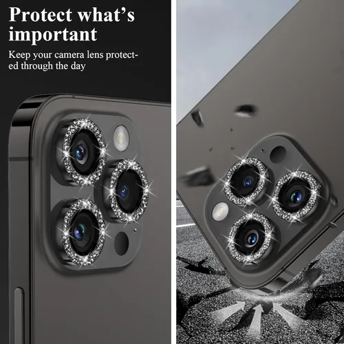 Miniatura 6 de YWXTW Diseñado para iPhone 14 Pro/iPhone 14 Pro Max Protector de Lente de Cámara Brillante, [Nuevo Diseño con Purpurina] Vidrio Templado de Metal