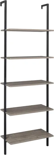 Miniatura 12 de Estantería abierta de 5 niveles para montar en la pared con marco de metal, estante de escalera industrial moderno - Organizador flotante - Estantes