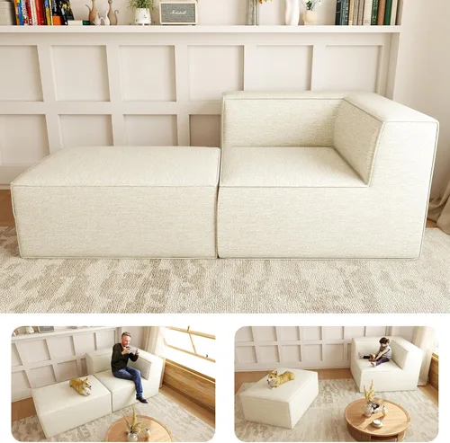 Miniatura 23 de Sofá Seccional Comprimido de 106" Sofás Modulares en Forma de L con Chaise, Espuma de Alta Densidad Sin Ensamblaje Requerido, 4 Piezas
