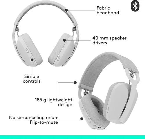 Miniatura 6 de Logitech Zone Vibe 100 Lightweight Wireless Over Ear Headphones with Noise Canceling Microphone