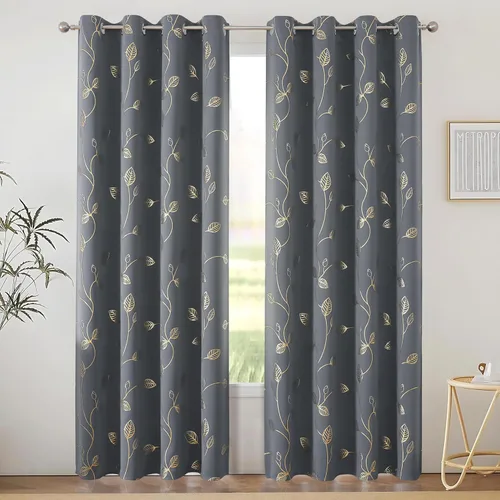 Miniatura 63 de BUHUA - Cortinas opacas blancas, cortinas plateadas, juego de 2 paneles de cortinas con ojales para dormitorio, elegante tratamiento de ventana