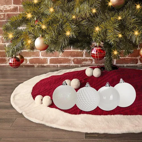 Miniatura 4 de GnFlus Esferas de adorno de Navidad de 4.7 pulgadas, decoraciones de Navidad grandes, árbol de Navidad, inastillables, grandes, blancas, con lazo