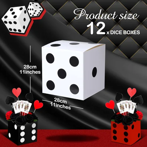 Miniatura 2 de Ctosree 12 Piezas Cajas Grandes de Dados de Casino de 11 Pulgadas Decoración de Fiesta Temática de Casino Noche Temática de Las Vegas Dados Gigantes
