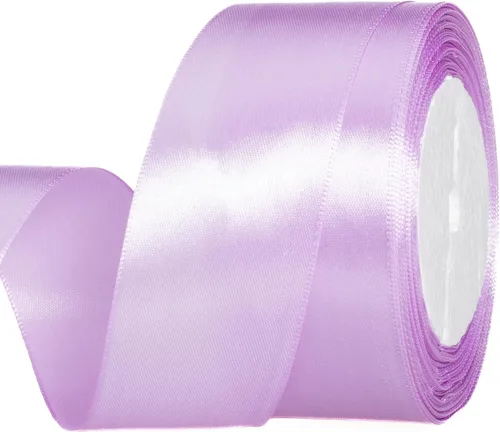 Atrbb Cinta de satén de 25 yardas, 1-1/2 pulgadas de ancho, perfecta para bodas, lazos hechos a mano y envoltura de regalos, lila