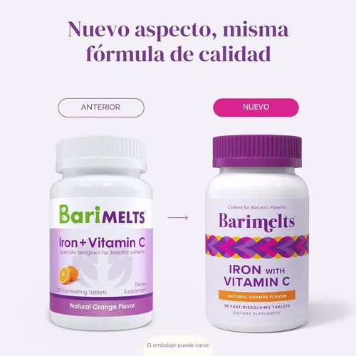 Miniatura 6 de BariMelts Hierro con Vitamina C, 90 Tabletas de Disolución Rápida (Suministro para 1 Mes), Suplemento de Hierro Bariátrico Sin Azúcar para Mujeres