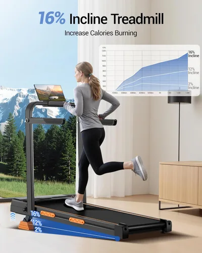Miniatura 2 de 16% Incline Walking Pad Treadmills for Home Small, 4-in-1 Under Desk Treadmill with Handles, Foldable Treadmill with 2.5 HP Quiet Brushless, 330 LBS