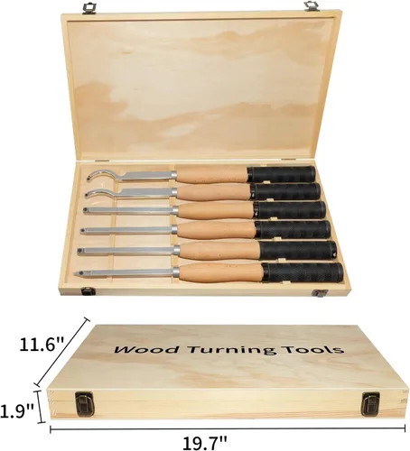 Miniatura 6 de Juego de herramientas de torneado de madera con punta de carburo de tamaño completo con mango de goma 6pcs Roughing and Finishing Swan Neck
