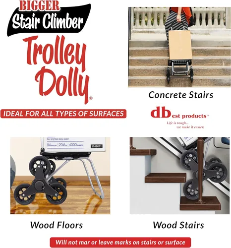 Miniatura 5 de dbest products - Carro de compras más grande para escaleras Trolley Dolly, plegable para compras de comestibles, color negro, apto