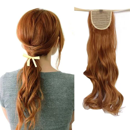 Extensión de cabello sintético rizado con clip, cola de caballo larga, con clip, para niñas, mujeres y mujeres (20 pulgadas, rubio fresa #27S, 3.43